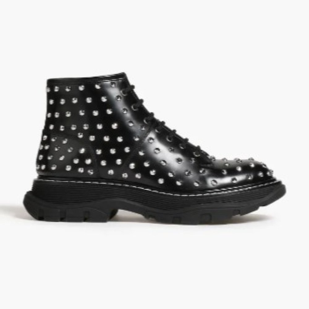 ALEXANDER MCQUEEN Studded leather combat boots NEW sz 40